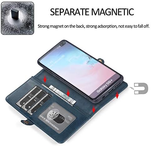 Asuwish Калъф за телефон Samsung Galaxy S10 Plus, Портфейл, свалящ се с фолио от закалено Стъкло и флип-държач за карти, Мобилен Glaxay