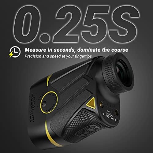 Лазерен далекомер за голф, ACEGMET Далекомер за голф на 1100 Метра, Хонорар на отметката с импулс вибрации и система за бързо фокусиране,