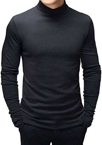 Мъжки Модни Тениски с имитация на Turtlenecks, Пуловер с дълъг ръкав, Пуловер с Базов дизайн, Майк, Оборудвана Топ