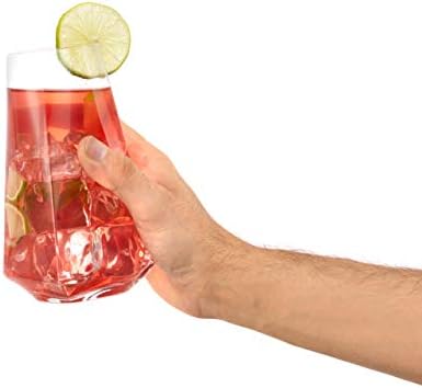 Комплект чаши за хайбола JoyJolt Infiniti за коктейли обем 4-18 унции – Комплект от стъклени чаши за пиене – Кристал стъкло премиум клас–Модерен