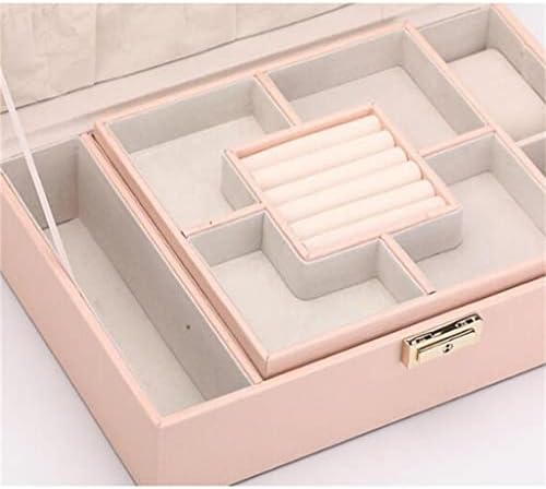 ZHUHW В Корейски стил, двупластова Кутия за съхранение на бижута, изкуствена Кожа, Колие, Кутия за съхранение на Суспензии (Цвят: E,