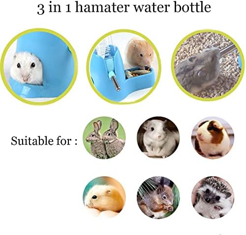 Бутилка за вода за по-малките животни 2 в 1 свободно стояща бутилка със стойка и Купа за хранене, Висящ Диспенсер за вода в Клетката,