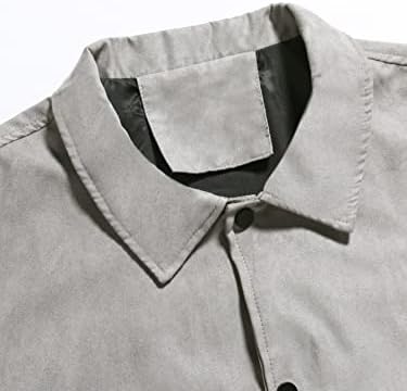 Якета OSHHO за жените - Мъжко яке с заплатками и букви Без тениски (Цвят: Сив, Размер: XX-Large)