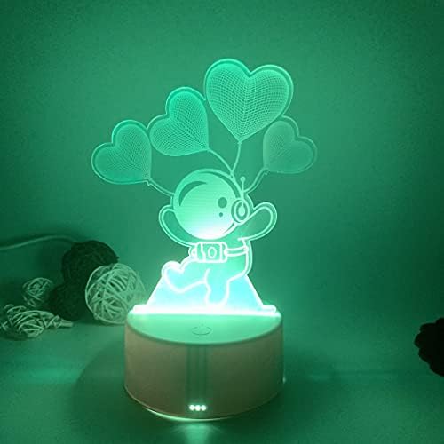 Нощна лампа TIMESO 3D Illusion, Нощни Нощни Лампи със Смяната на цветове, Нощни Нощни Лампи, Балон във формата на Сърце за Кацане, Настолни