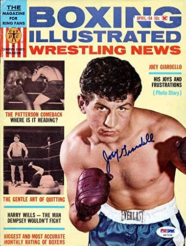 В илюстрирана корица на боксов влезете с автограф Джоуи Джиарделло PSA/DNA S47129 - Боксови списания с автограф