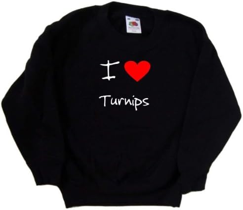I Love Heart Turnips Черна Детска Hoody
