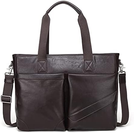 ZSEDP Чанта от телешка кожа, Бизнес портфейл, Мъжка Кожена чанта, Чанта през рамо, Къса Мъжка чанта за бизнес пътувания (Цвят: D, размер: