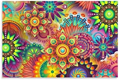Цветна Мандала Абстрактно Геометрично Изображение Художествен Плакат Печат върху Платно, Стенни Артистични Щампи за decor Декор на Стая