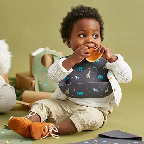 Силиконов комплект за хранене ABC AUSTIN BABY COLLECTION за бебета и малки деца - Safari, Выцветший Черен