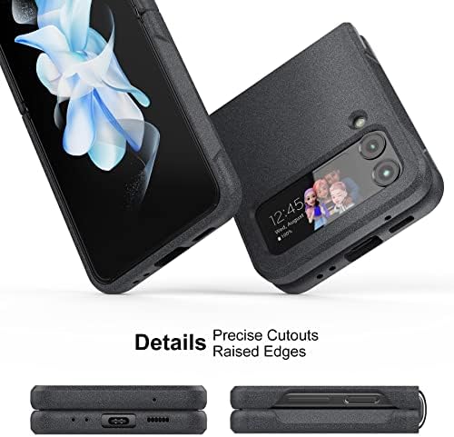 Калъф Cresee за Samsung Galaxy Z Flip 4 (2022) със защитата на панти, текстура пясъчник, Хибриден защитен калъф от твърда PC + Меки TPU
