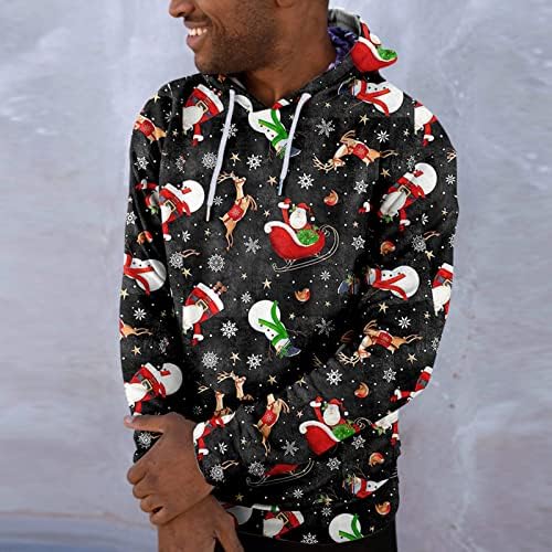 ZDDO Коледни Блузи за Мъже Забавни Графични Спортни Блузи С Качулка Коледен Принт Елен Вечерни Спортен Пуловер
