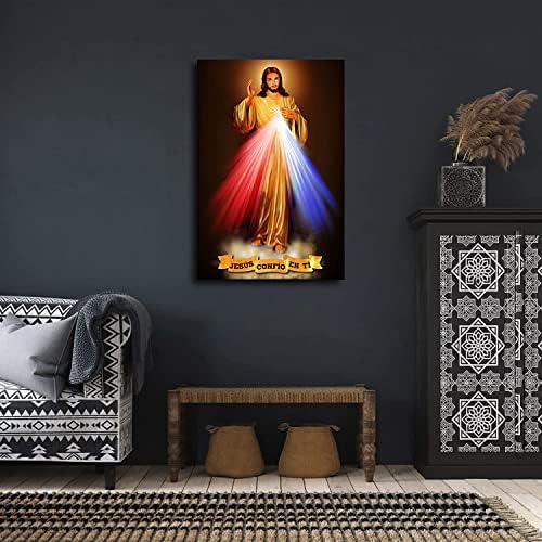 Изображение на Божественото Милосърдие - Снимки на Исус за стенен плакат на вярвам в Теб Печат на платно Свято Стенно Изкуство Христос