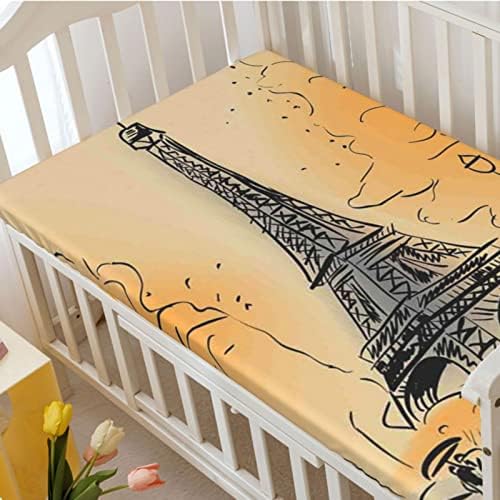 Чаршаф за детски легла в стил на Париж, на стандартния Чаршаф за матрак за бебешко легло, Мека чаршаф за детски матрак - чудесно за стая