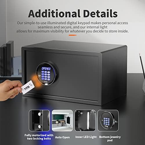 Сейф за сигурност TMS 1.6 Cub RFID/NFC, Автоматично Разкриваща Сейф с Цифрово парола, Тежки Битови Сейфове хлебна стомана, Подходящ за