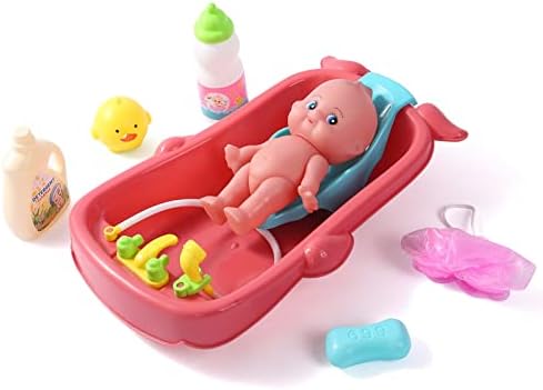 Комплект играчки за баня Baby Doll, Играчки за вана за момичета и деца, Играчки за баня, Ролеви игри за деца, Комплект за къпане с Кукла