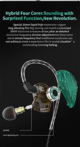 Ушите CVJ ПТ 1 DD и 1 БА Слушалки Hi-Fi Стерео Слушалки с дълбоки бас със Сменяем кабел Шумоизоляционная Слушалки с хибриден двигател