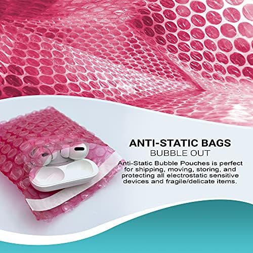 APQ Антистатични Пузырчатые пакети 4 x 3.5 инча, опаковки от 25 Розови Самоуплотняющихся пузырчатых пакети, Непромокаеми Найлонови Антистатични