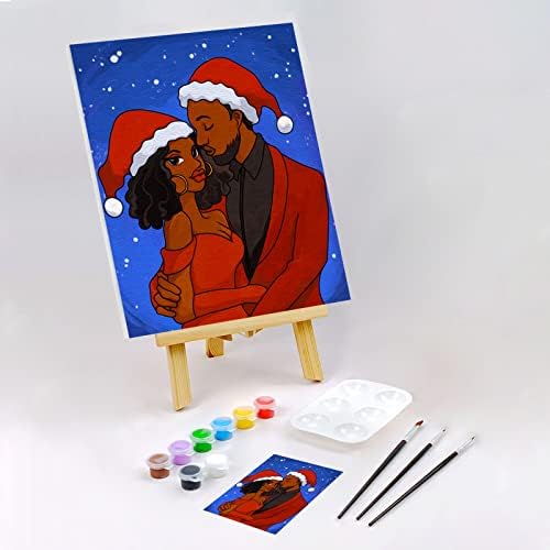 Набор от бои на предварително Нарисованном Растянутом Платно Nuberlic, Определени бои 8x10 и Sip за възрастни, Зимна Коледна Картина