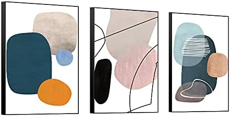 MPLONG Естетически Стенно Изкуство Голям размер 24 х 32 х 3, Панел, Декоративни картини В Рамки Абстрактни Прости Оранжеви, Бели, Сини