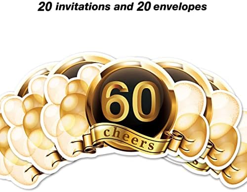 покани за парти в чест на 60-годишнината от конвертами, 20 групи, Поздравителни Покани на 60-ти рожден ден, Покани за парти в чест на