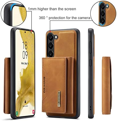 Чанта-портфейл за Samsung Galaxy S23 + S23 Plus, DG.МИНГ, Кожен калъф за телефон от Премиум-клас, Задната част на кутията, Магнитна Подвижна,
