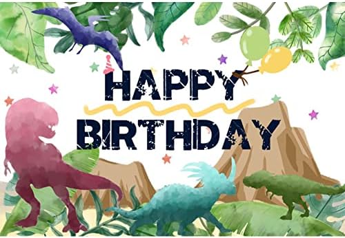 5x3 Фута Cartoony Фон с Динозавром, Голям Знак честит Рожден Ден, Украса за Парти в чест на рождения Ден на Динозавъра, Банер, Фон за