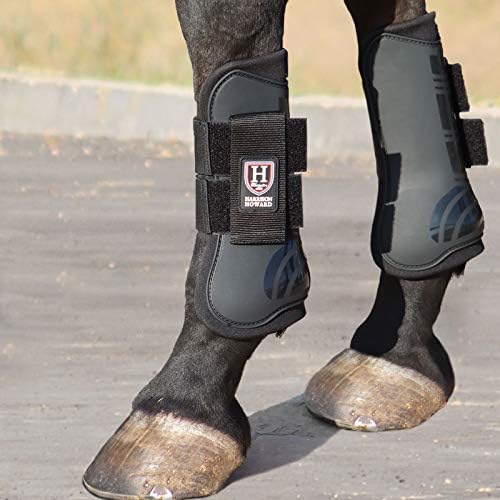 Обувки Harrison Howard за езда с сухожилиями, Отворени отпред /с ключалка за защита на коне, Обувки за скокове, каране по пътека, Комплект