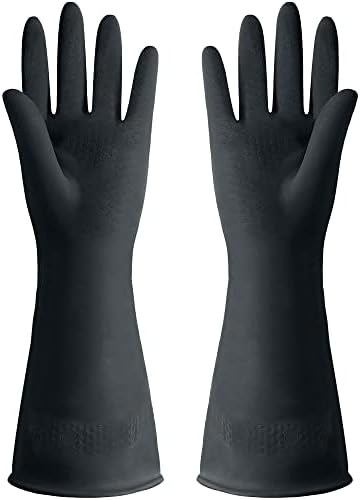 Glsafeove Черни Гумени Ръкавици За почистване, M-L Кухненски Латексови Ръкавици За миене на съдове, Тежки Химически устойчиви Ръкавици
