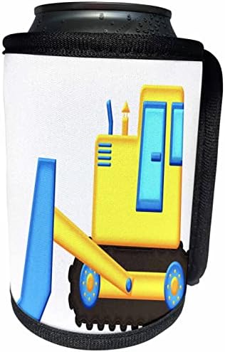 Триизмерна жълто-синя илюстрация на трактора с предно зареждане - Опаковки за бутилки-охладители (cc_356975_1)
