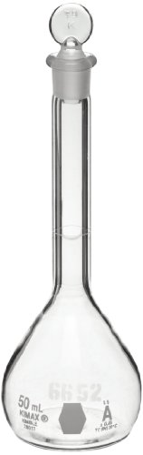 Kimble 28017-25 Боросиликатное стъкло 25 мл, толеранс +/-0,03 мл, Кръгла, с плоско дъно, няколко удара и Сертифицирана Мерителна колба