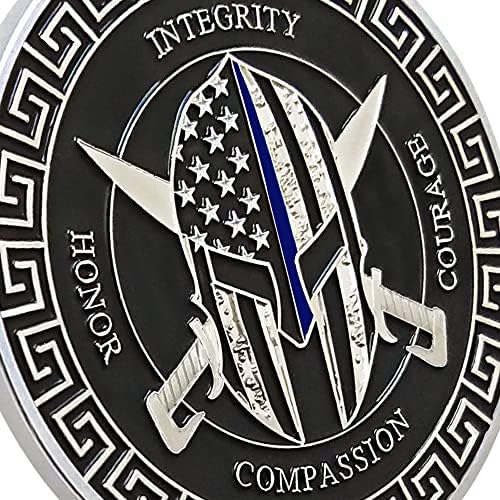 Електронна Монета Тънка Синя Линия На Правоприлагащите Органи Полицай Предизвикателство Монета