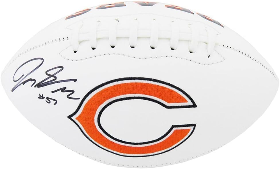 Джак Сэнборн Подписа Логото на Jarden Chicago Bears Бял Панел С Футболна Топка В Реален Размер - Футболни топки С Автографи