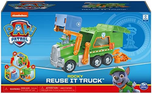 Paw Patrol, луксозен камион Rocky's Reuse It Deluxe с Колекционерски играчка фигура и 3 Инструменти за деца на възраст от 3 години и