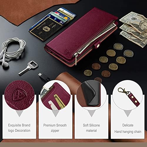 XcaseBar за Samsung Galaxy S23 Плюс Чанта-портфейл с цип 【Заключване RFID】 Титуляр за кредитни карти, флип-за награда-книга Калъф за