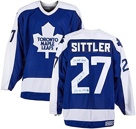 Дарил Ситтлер Торонто Мейпъл Лийфс, Подписано и датировал на 1-ви гол Винтажной Майкой CCM - Тениски НХЛ с автограф