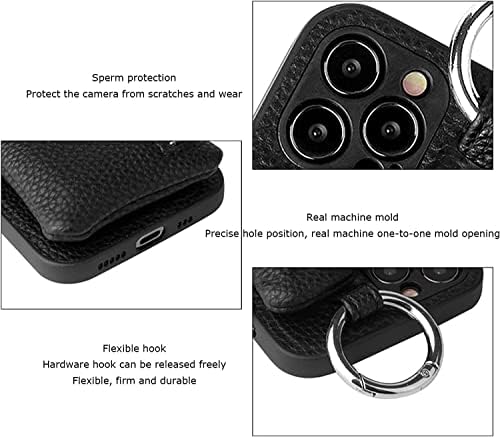 Калъф FOUNCY по рамото за iPhone 14/14 Plus/14 Pro/14 Pro Max, свалящ-портфейл с притежател на кредитна карта, с регулируема каишка на