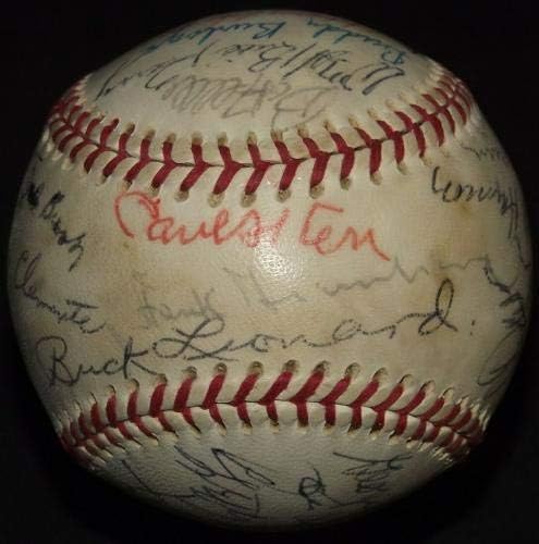 Сэтчел Пейдж Ханк Грийнбърг Кейси Стенгель 1973 КОПИТО Подписа бейзболен договор с JSA AH LOA! - Бейзболни топки с автографи