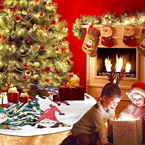 1 БР. Пола за Коледната елха, Червено украса за Коледната елха, Бяла Мека Плюшена Подложка за Коледната Елха със Сняг модел за Украса