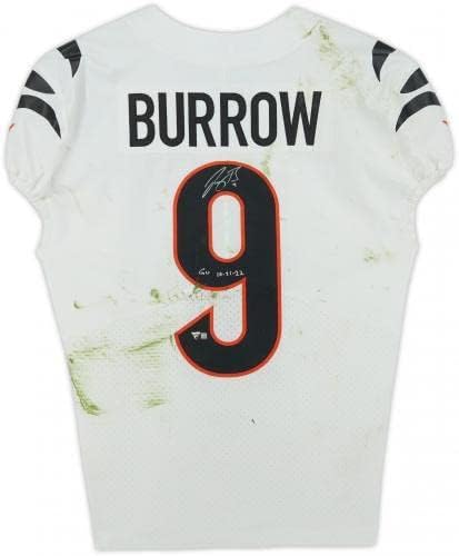 Комбинирана игра Джо Ровя в Синсинати Bengals с автограф -Използван Бяла фланелка №9 срещу Кливланд Браунз 31 октомври 2022 година с