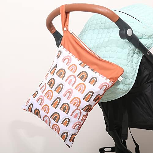 Jinleansu / Нови Детски Тъканни Пелени с принтом на Дъгата, чанта за Влажни Сушене, за Многократна употреба Миещи Пътни Чанти, Плажни