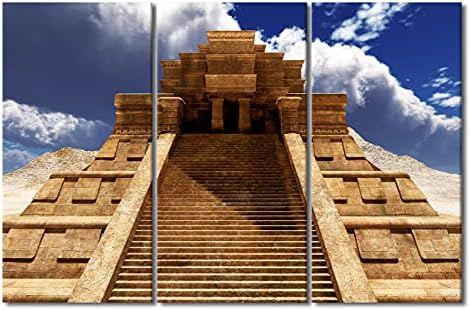 Стенни Пана за Дома Пирамидите на Маите, Картини Чичен Ица, 3 предмет, Щампи върху платно, Руини на Ацтеките, Стенно изкуство, Древно Мексико, Произведение на изкуств