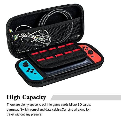 Калъф за носене на Nintendo Switch с 10 отделения за игрални кошници С двоен цип, мека вътрешна част Защитава конзолата на Nintendo Switch