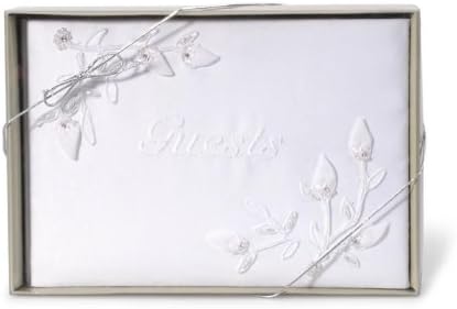 Darice VL2032-01 Bridal Baby Rose Collection Сватбена Квадратна Книга за гости Бяла
