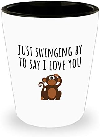 Чаша със сладко маймунката - Подарък за Свети Валентин - Просто Заскочил кажа, Че Те обичам - а Сладък игра на думи с животни - Романтичен