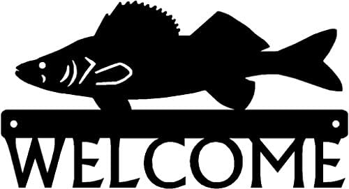 Метален знак на поздрав рыбыСудак-амбулантен търговец на 12 см - Произведено в САЩ. Входна врата или Веранда