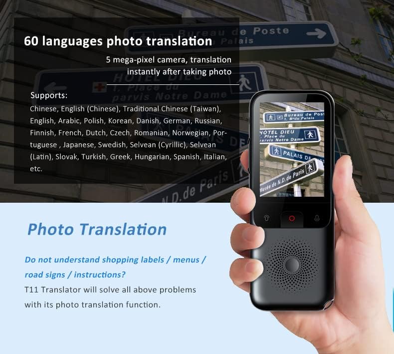 Класическо устройство за превод на езици, фоторегистратор 138 езици, преносим взаимен превод, точното докосване в реално време (сив)