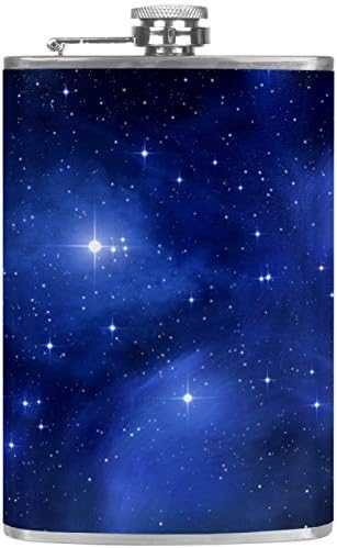 Фляжка за Алкохол от Неръждаема Стомана Запечатани с Фуния 7,7 унция в Кожа Джоба една Чудесна Идея за подарък Фляжка - Galaxy Space