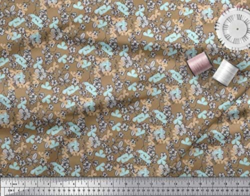 Памучен трикотажная плат Soimoi с листа от детелина и цветни художествени щампи върху плат с ширина 58 см