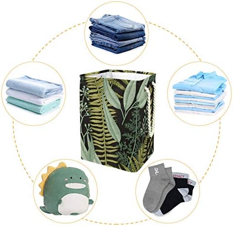 Кошница за дрехи MAPOLO Реколта Зелени Листа Сгъваема Кошница за съхранение на бельо с Дръжки Подвижни Скоби Добре да се Запази Водоустойчива
