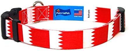 Нашийник за кучета Бахрейн | Флаг Бахрейн | Быстросъемная обтегач | Произведено в Ню Джърси, САЩ | за кучета от средни по размер | Ширина